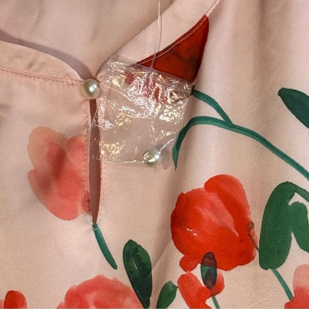 Isaac Mizrahi Live Womens Pink Floral Btn Neck Long Sleeve Blouse Plus Size 18W‎ - Picture 8 of 10